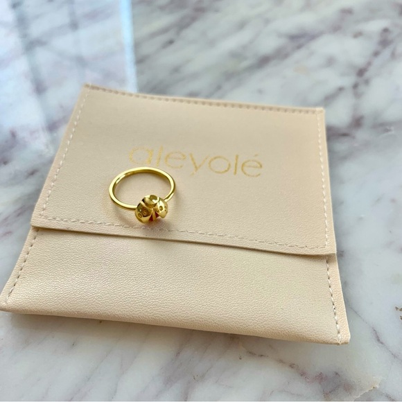 Gold-Plated Sterling Silver Enamel Coated Ladybug Ring Size 5 - Picture 3 of 5